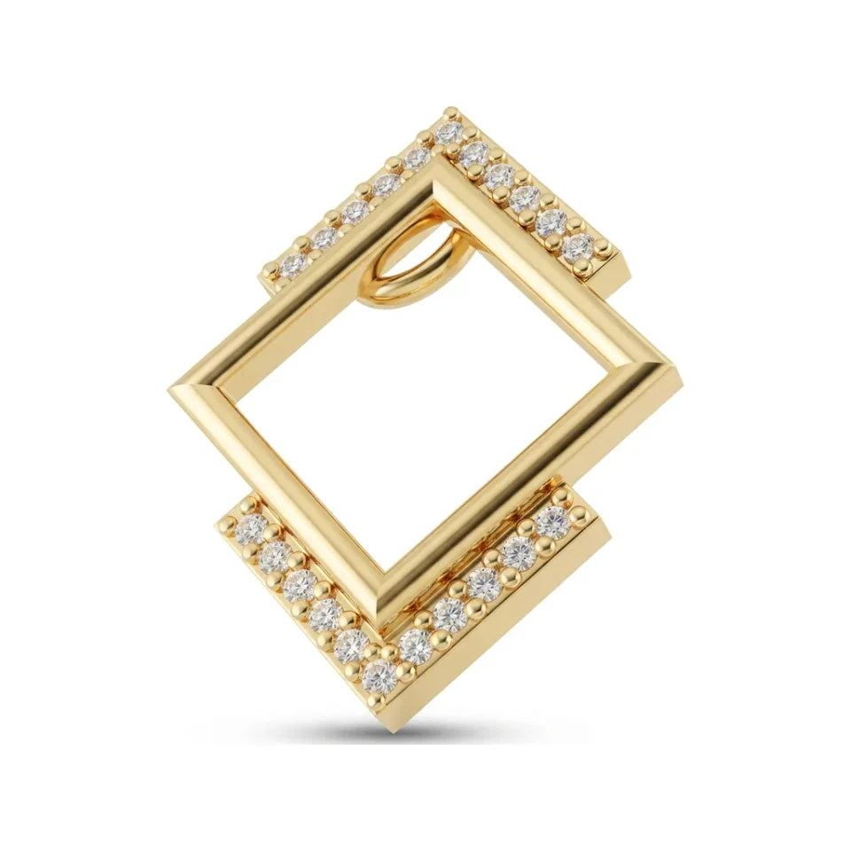 0.04 CTTW Diamond Open Diamond-Shape Pendant | Geometric Necklace in 10K Yellow Gold image 1