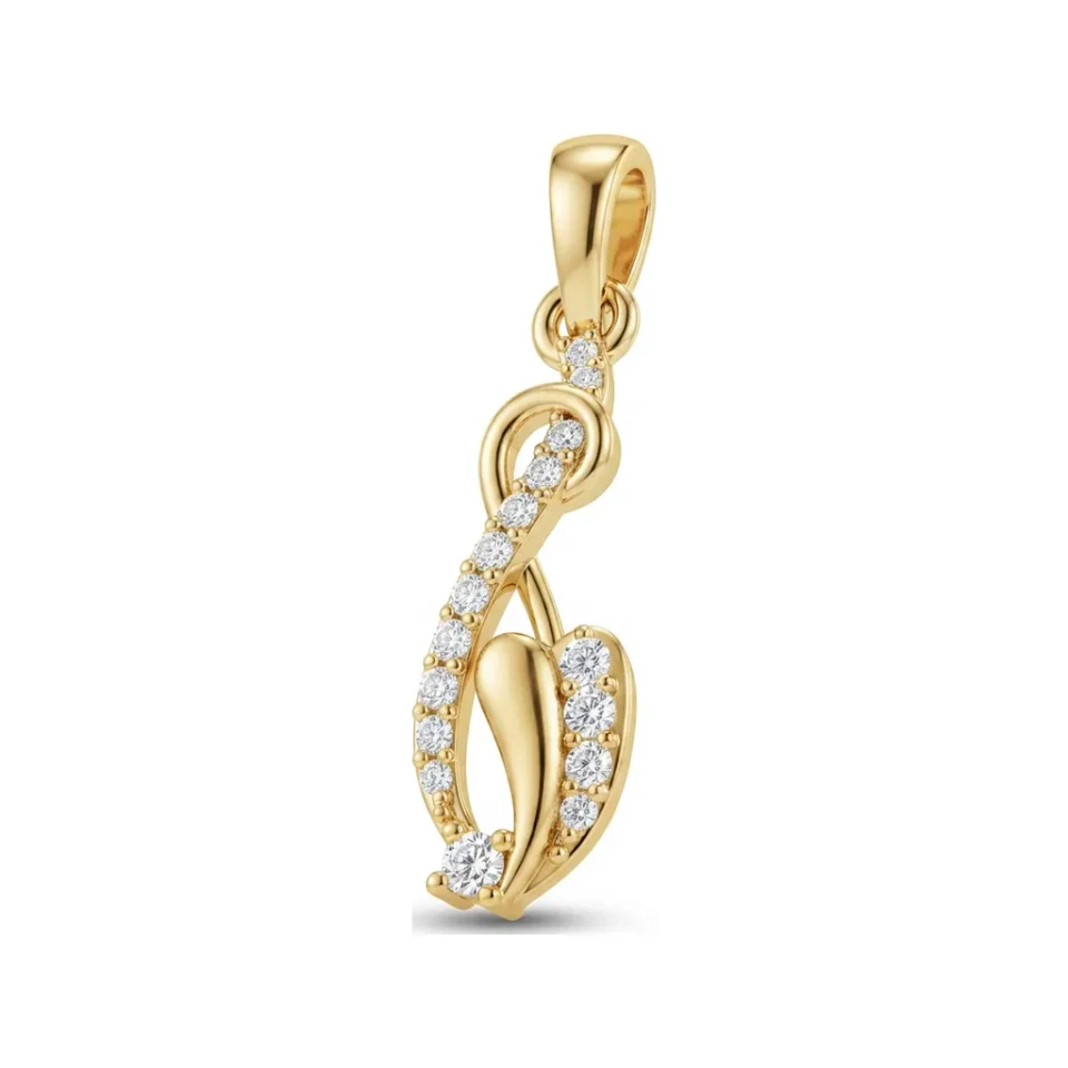 0.11 CTTW Diamond Infinity Swirl Ribbon Pendant in 10K Yellow Gold image 1
