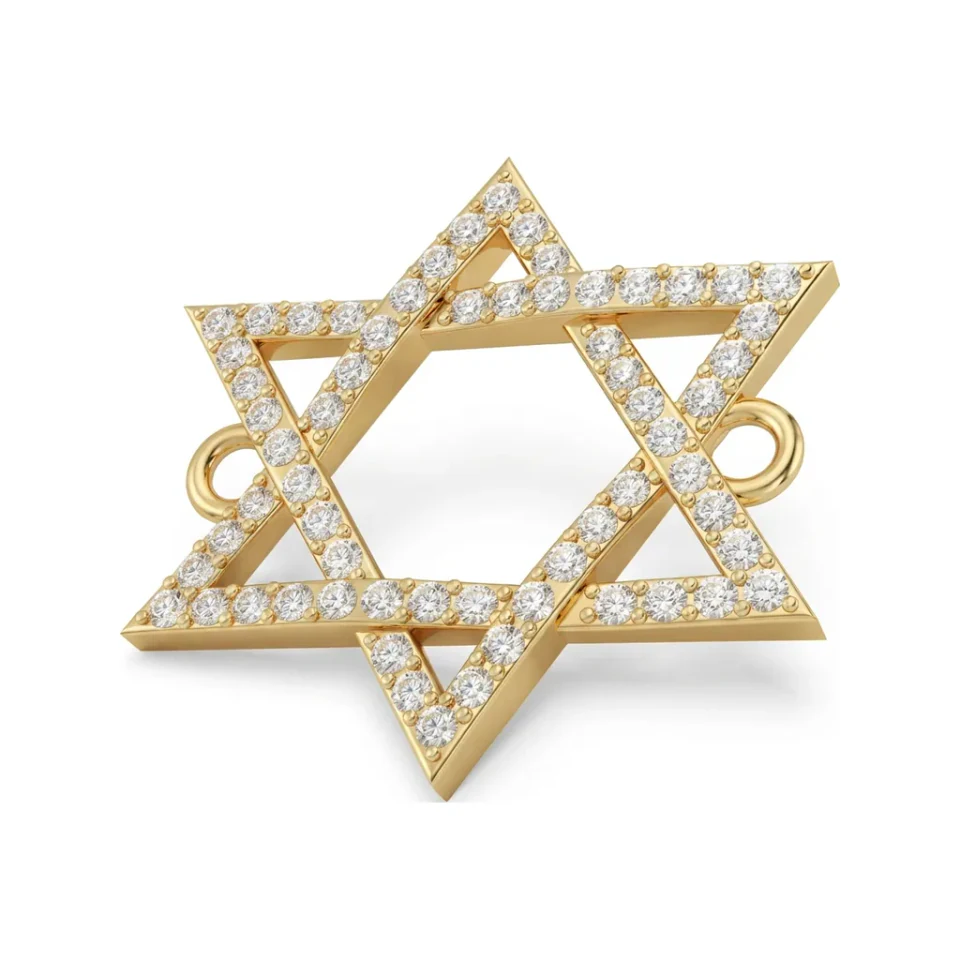 0.35 CTTW Diamond Star of David Pendant in 10K Yellow Gold image 1