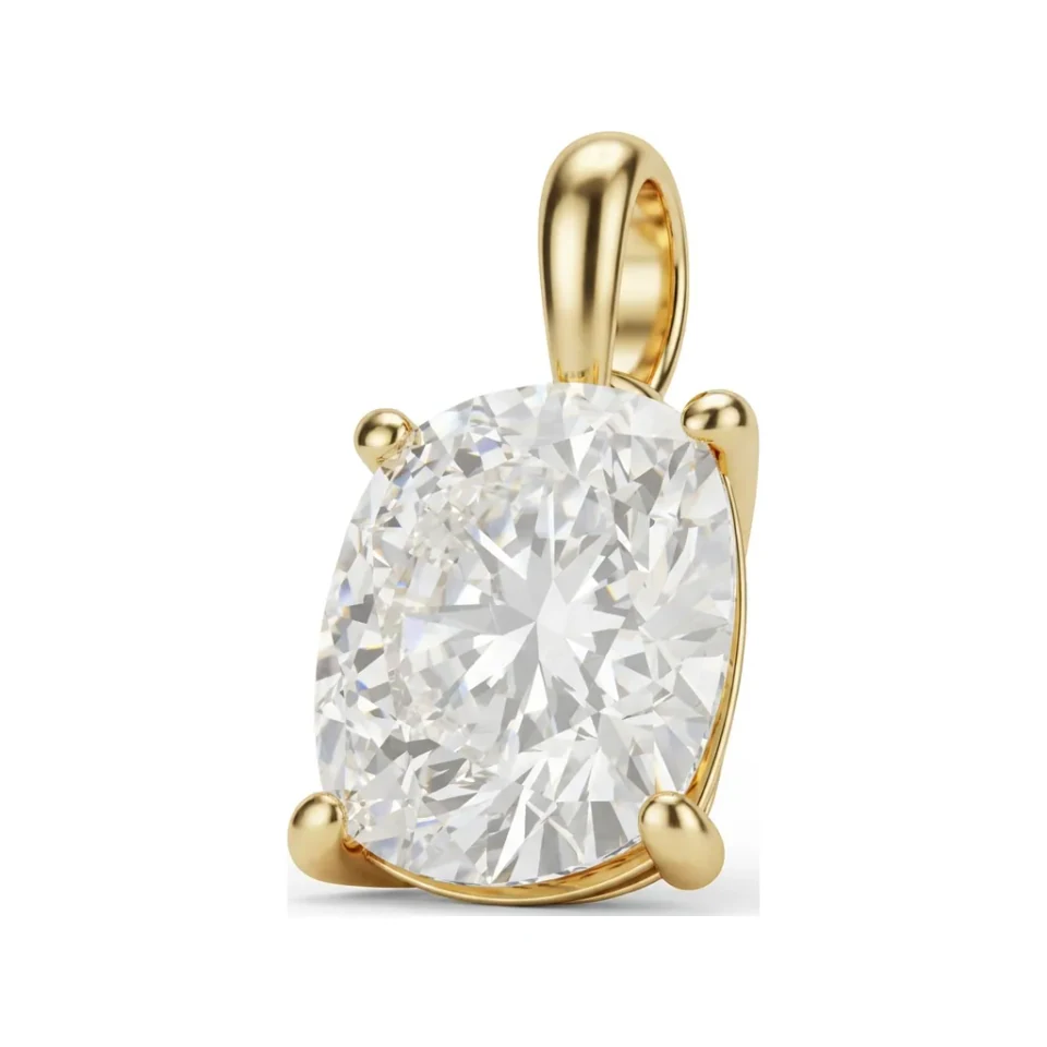 9.94 CTTW Cushion Colored Stone Solitaire Pendant in 14K Yellow Gold image 1