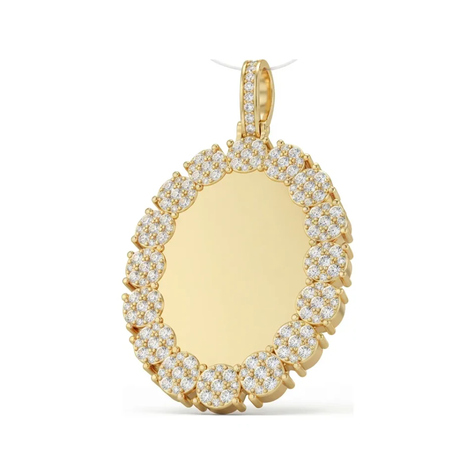 2.99 CTTW Oval Diamond Cluster Frame Pendant in 10K Yellow Gold image 1