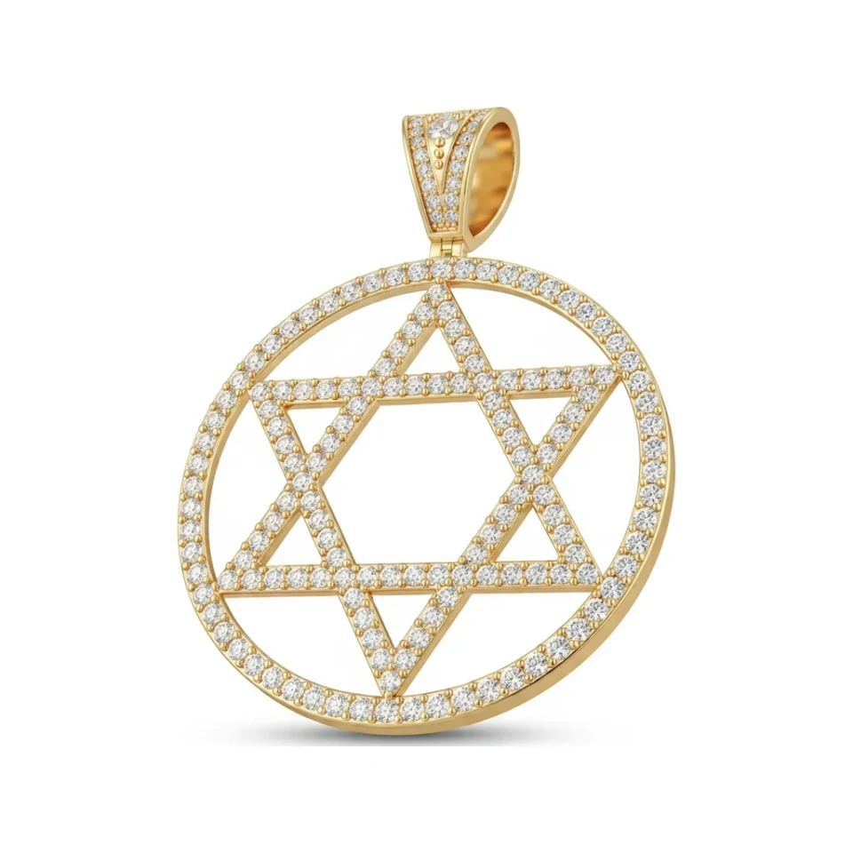 2.83 CTTW Diamond Star of David Pendant Necklace in 10K Yellow Gold image 1