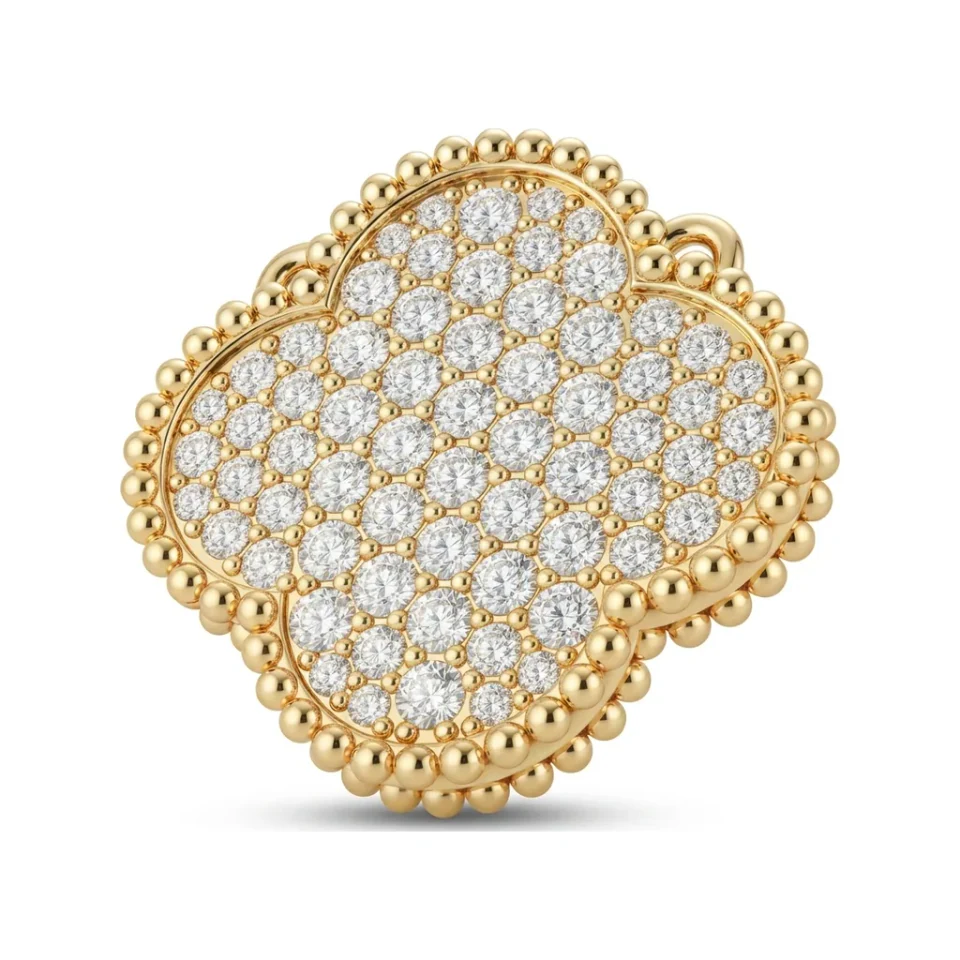 0.86 CTTW Diamond Clover Pendant | Pave Four-Leaf Necklace in 10K Yellow Gold image 1