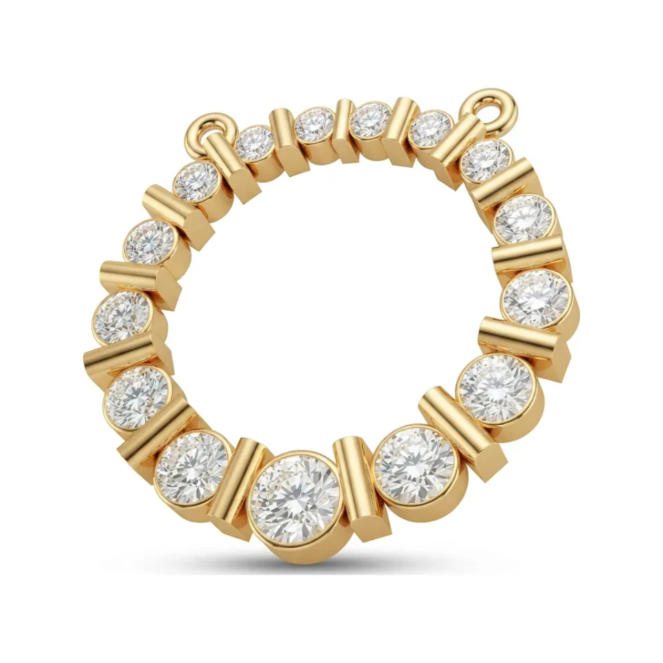 0.44 CTTW Diamond Eternity Circle Pendant | Bezel-Set Necklace in 10K Yellow Gold image 1