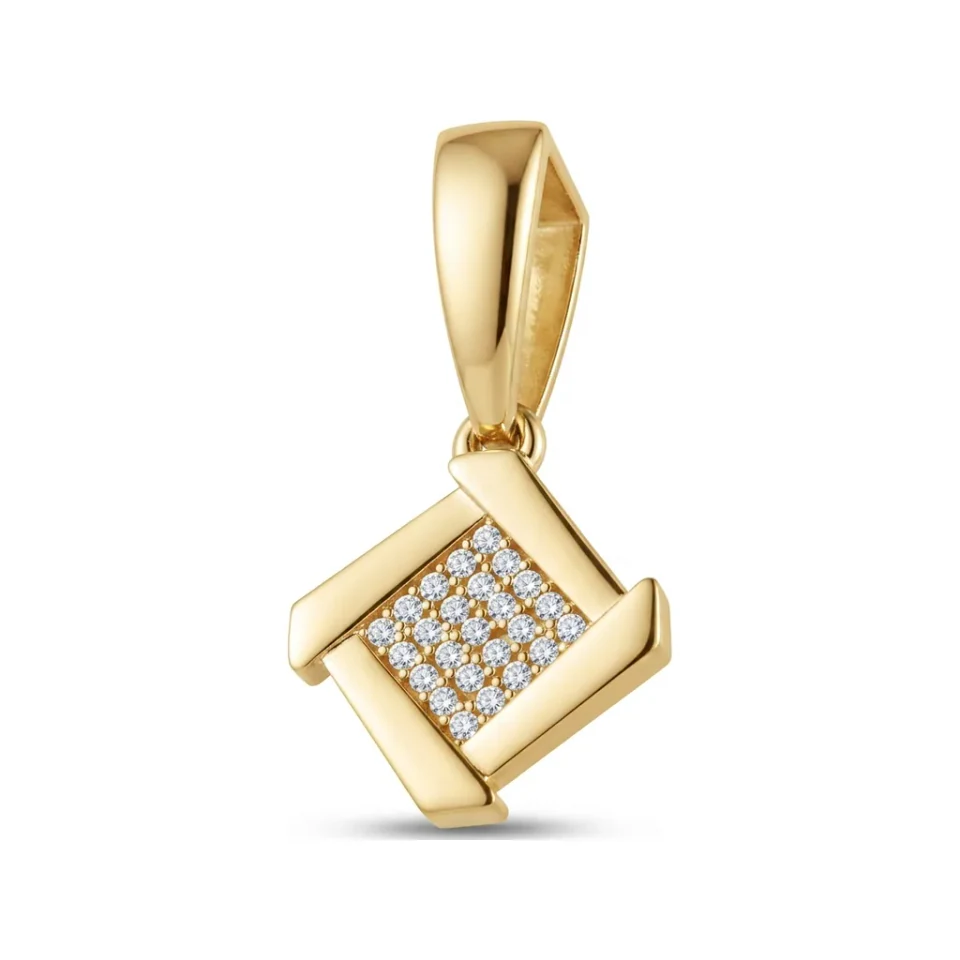0.07 CTTW Geometric Diamond Cluster Kite Pendant in 10K Yellow Gold image 1