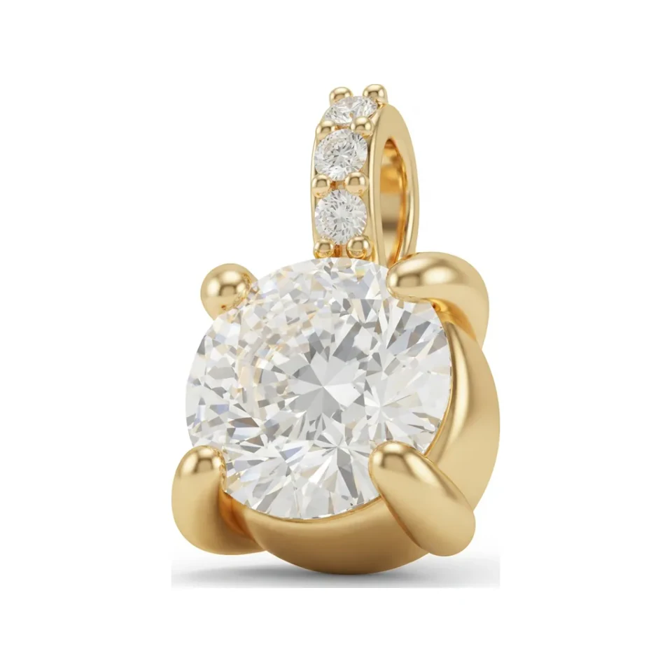 1.5 CTTW Round Solitaire Pendant | Prong-Set Necklace in 14K Yellow Gold image 1