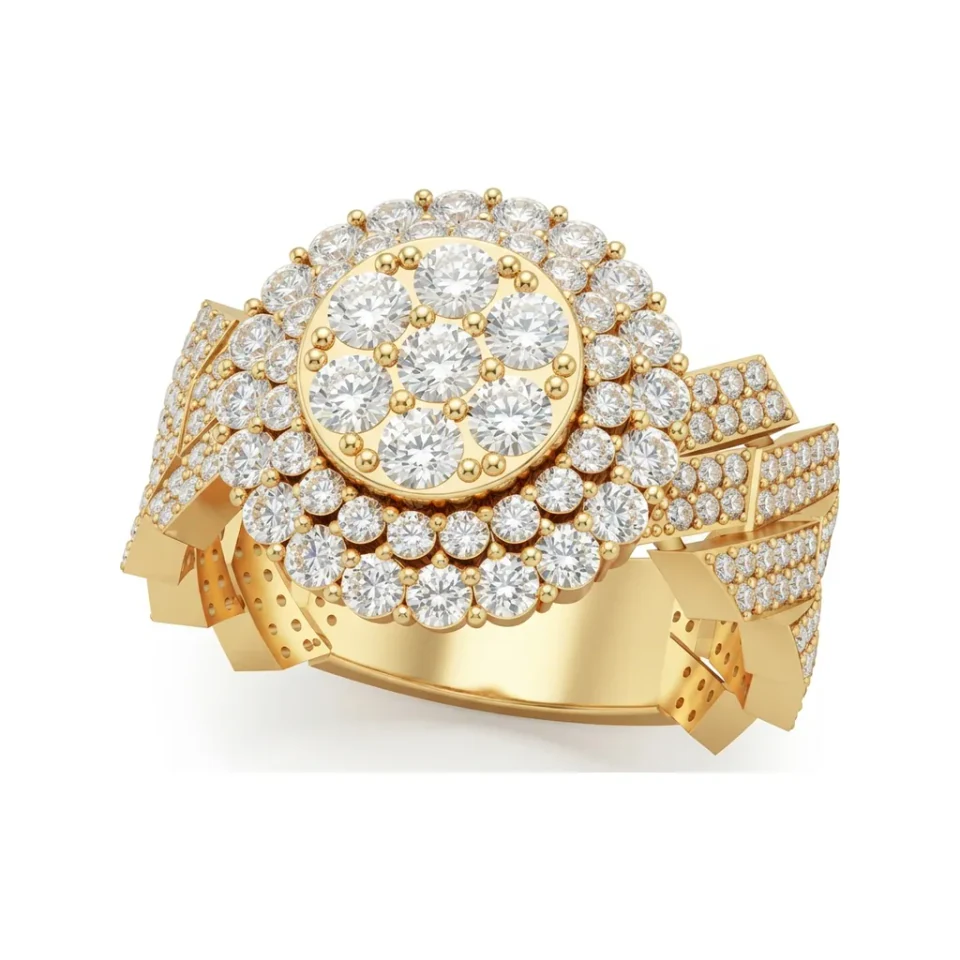1.2 CTTW Floral Cluster Engagement Ring | Twisted Rope Shank in 10K Yellow Gold image 1