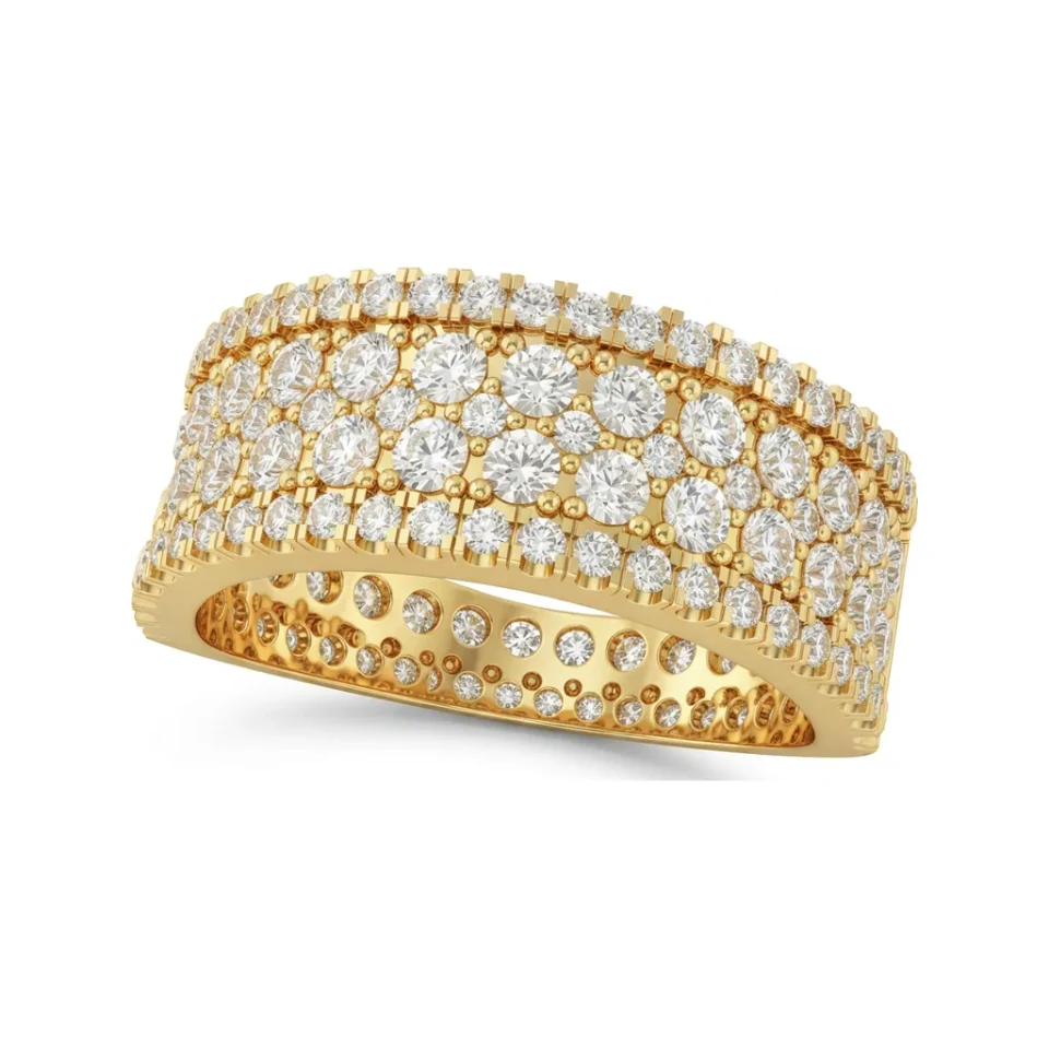 1.12 CTTW Mens Multi-Row Pave Wide Wedding Band in 10K Yellow Gold image 1