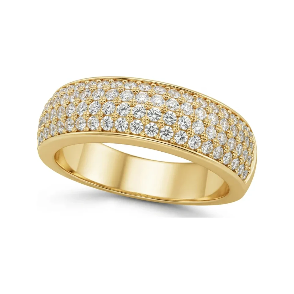 0.73 CTTW Multi-Row Pave Eternity Wide Band in 10K Yellow Gold image 1