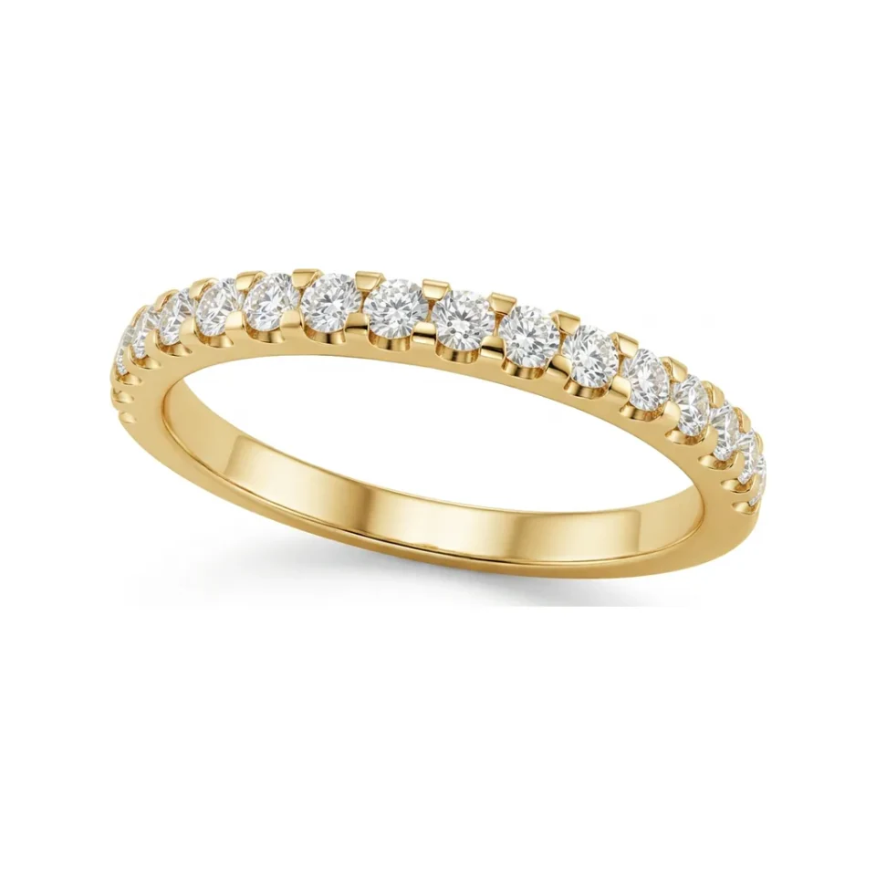 0.37 CTTW Shared-Prong Half Eternity Wedding Band in 10K Yellow Gold image 1