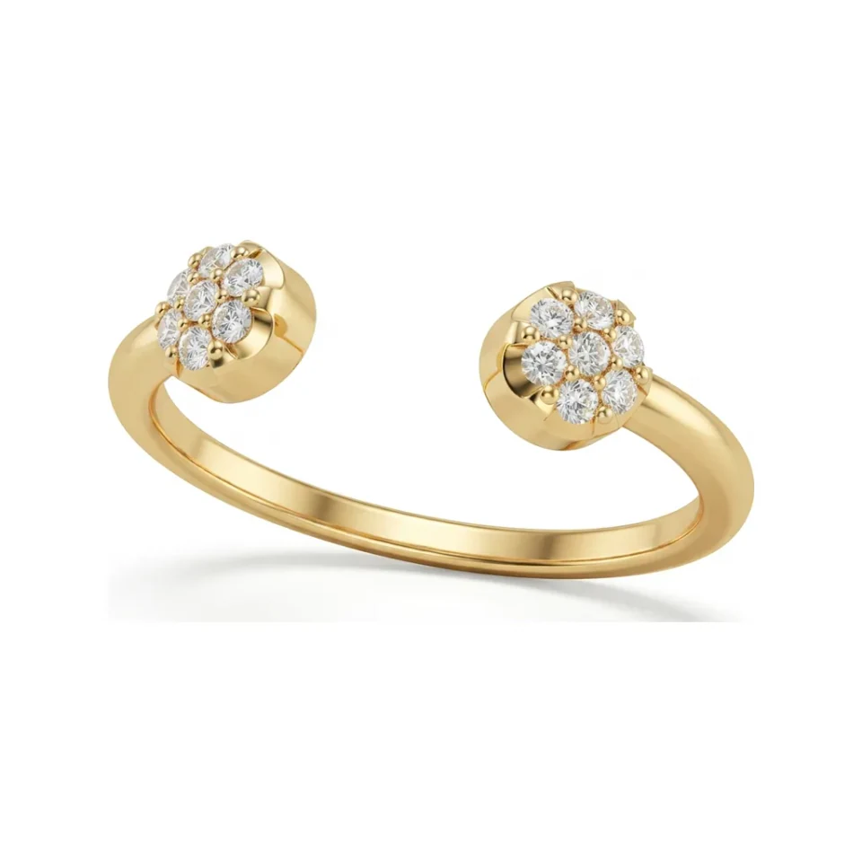 0.1 CTTW Open Floral Cluster Ring with Round Stones in 10K Yellow Gold image 1