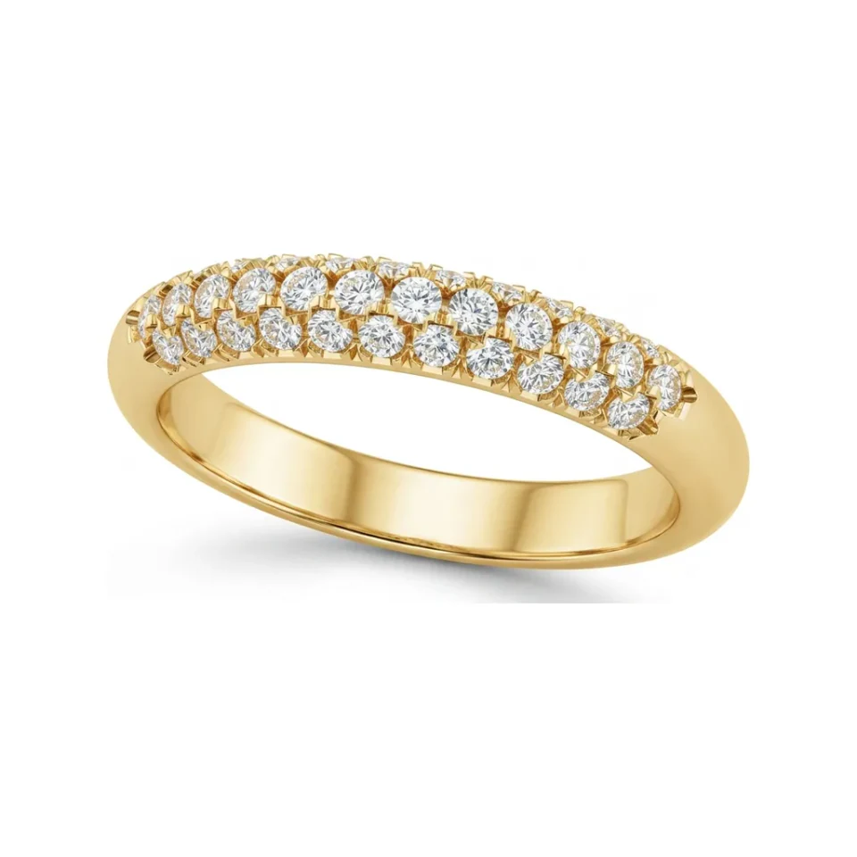 0.35 CTTW Half-Eternity Shared-Prong Band in 10K Yellow Gold image 1