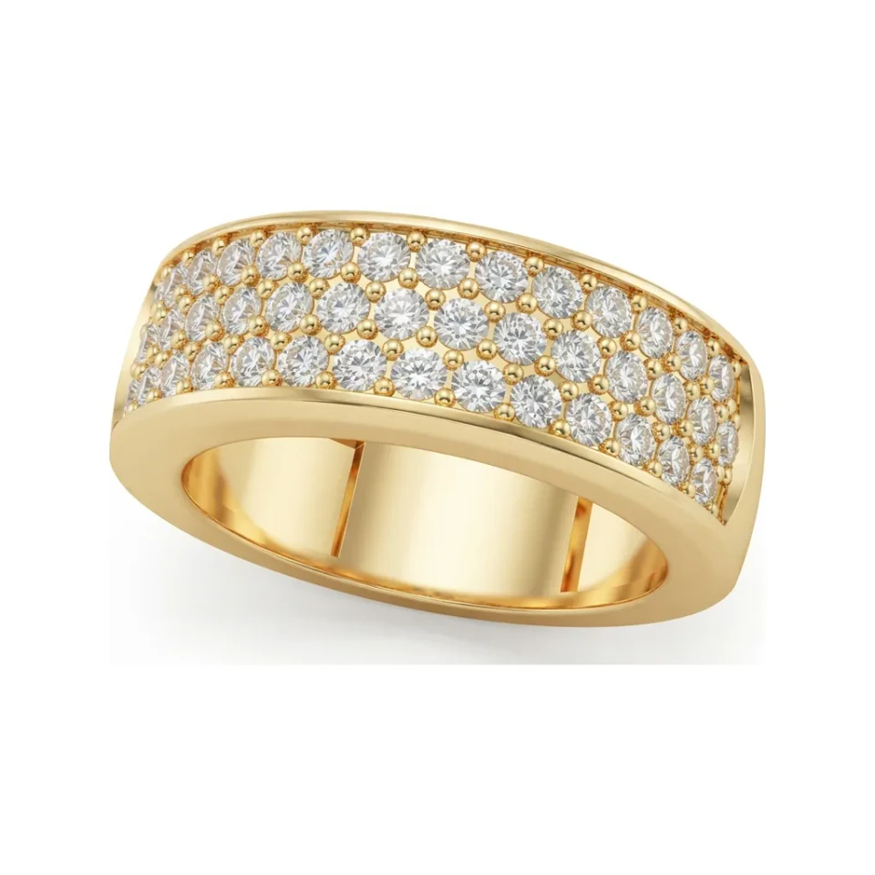 0.79 CTTW Multi-Row Pave Diamond Wide Wedding Band in 10K Yellow Gold image 1