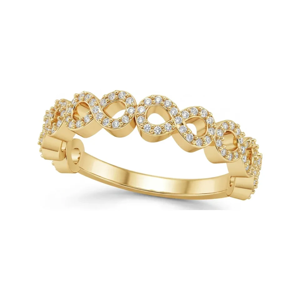 0.19 CTTW Infinity Pave Eternity Band, Continuous Loop in 10K Yellow Gold image 1