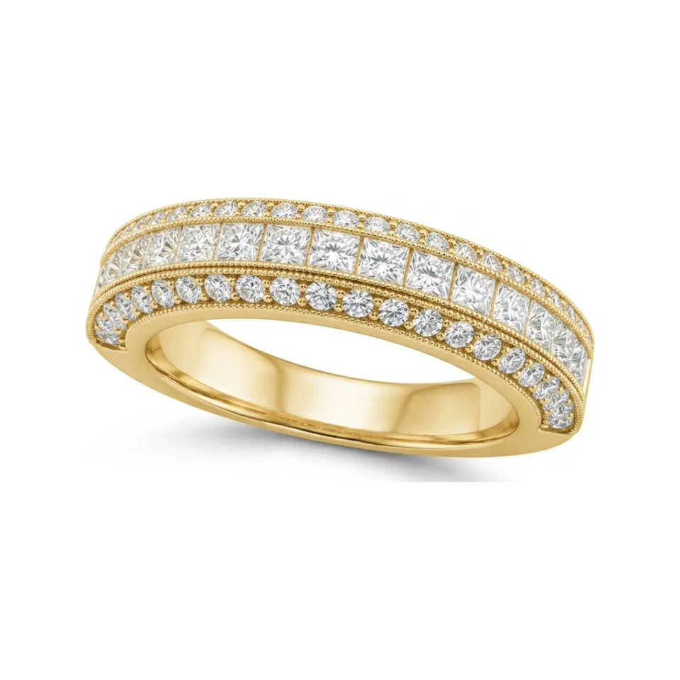1.21 CTTW Princess & Round Diamond Channel Eternity Band in 10K Yellow Gold image 1