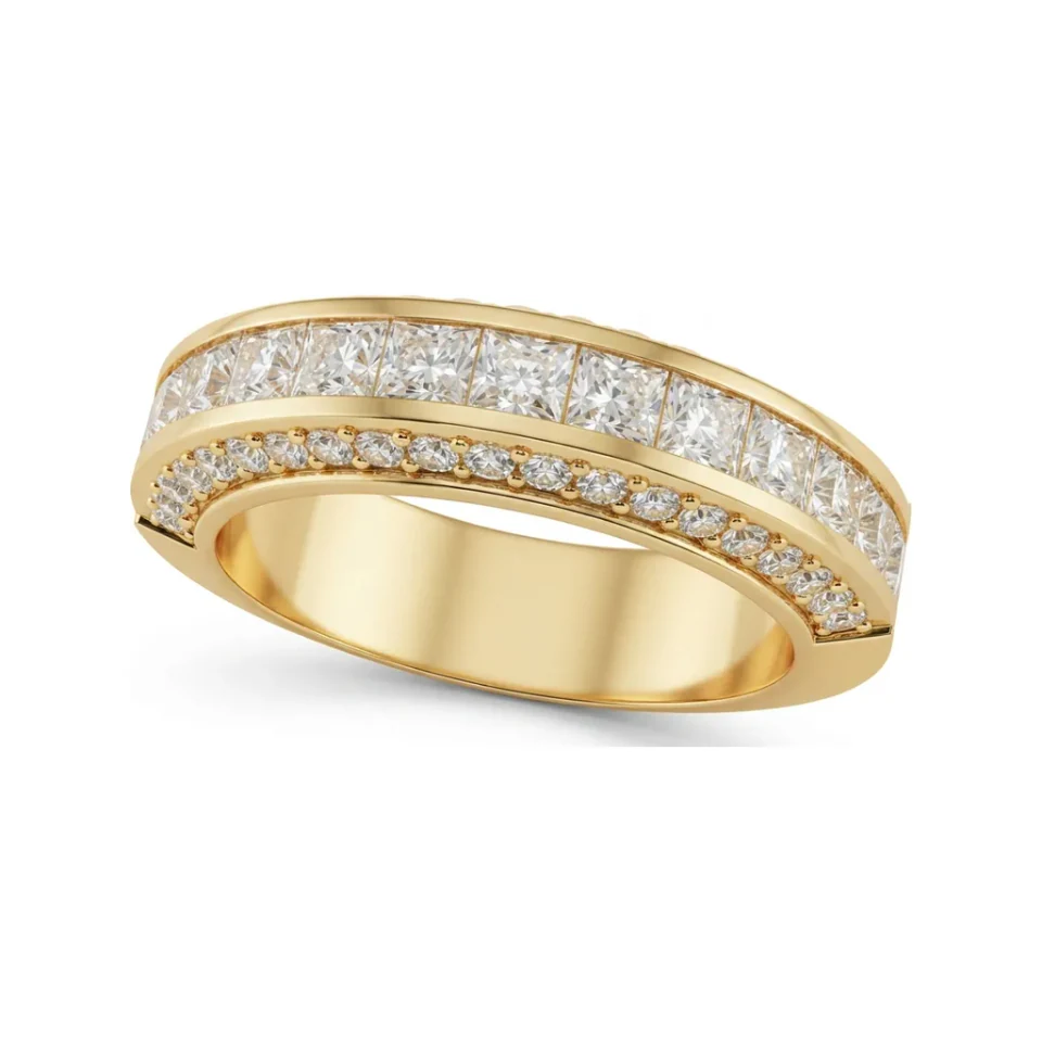 1.78 CTTW Princess Channel Micro-Pave Eternity Wedding Band in 10K Yellow Gold image 1