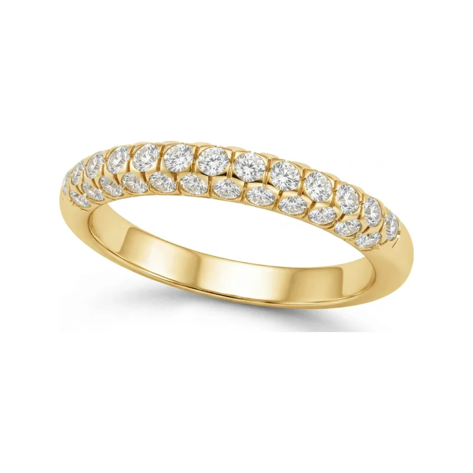 0.57 CTTW Classic Pave Half Eternity Wedding Band in 10K Yellow Gold image 1