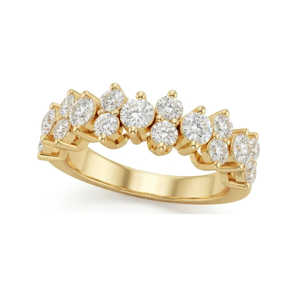 1.11 CTTW Two-Row Shared-Prong Half Eternity Band in 10K Yellow Gold image 1