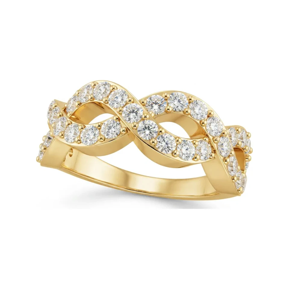 2.21 CTTW Twisted Rope Infinity Band with Colored Stone Accent in 10K Yellow Gold image 1