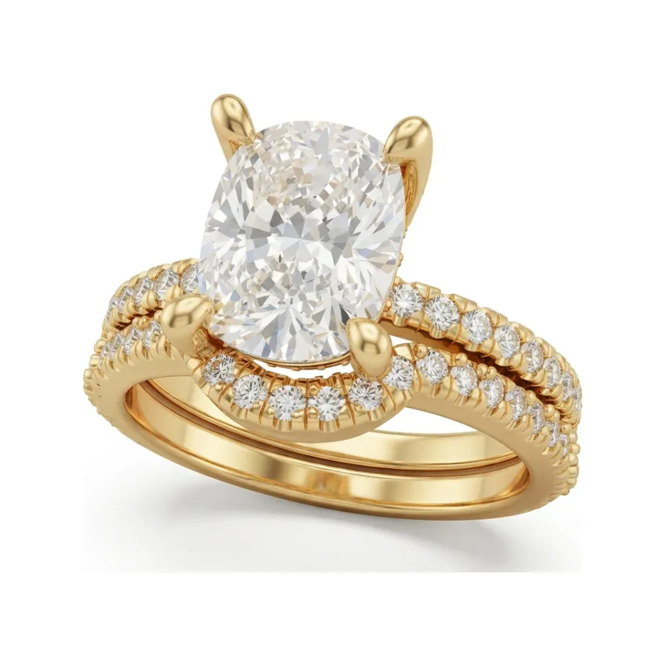 2.78 CTTW Cushion Hidden Halo Engagement Ring | Pave Solitaire in 10K Yellow Gold image 1
