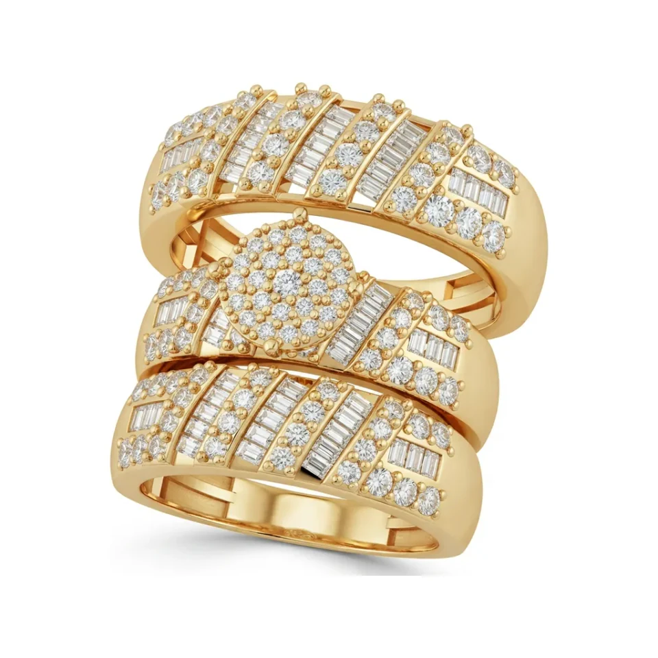 1.76 CTTW Baguette Multi-Row Channel Wide Band in 10K Yellow Gold image 1