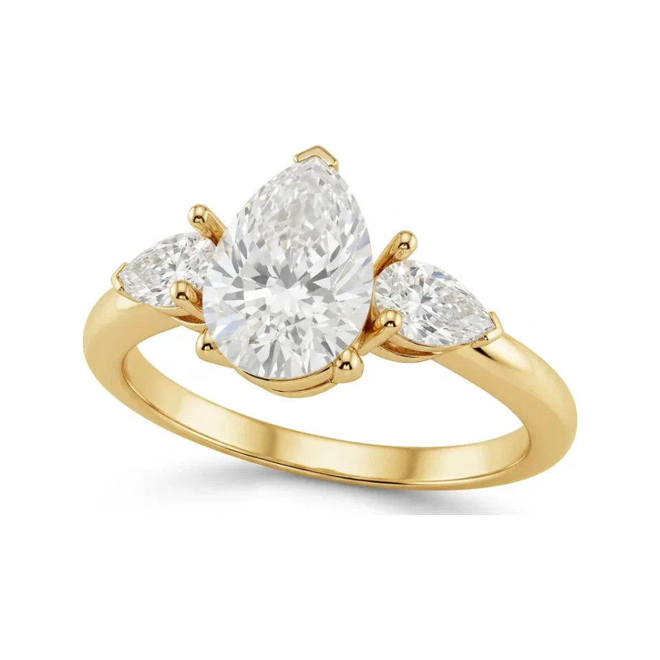 1.53 CTTW Pear-Cut Three-Stone Lab Grown Diamond Engagement Ring image 1