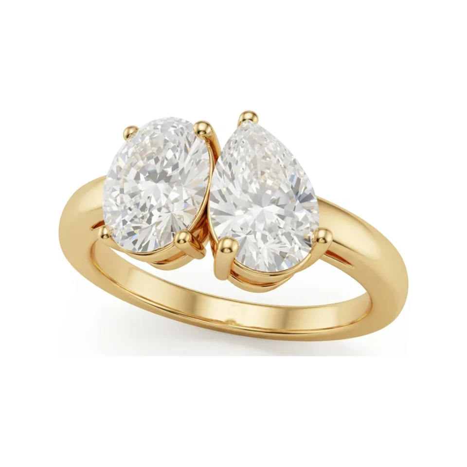 1.99 CTTW Toi et Moi Oval & Pear Bypass Engagement Ring in 10K Yellow Gold image 1