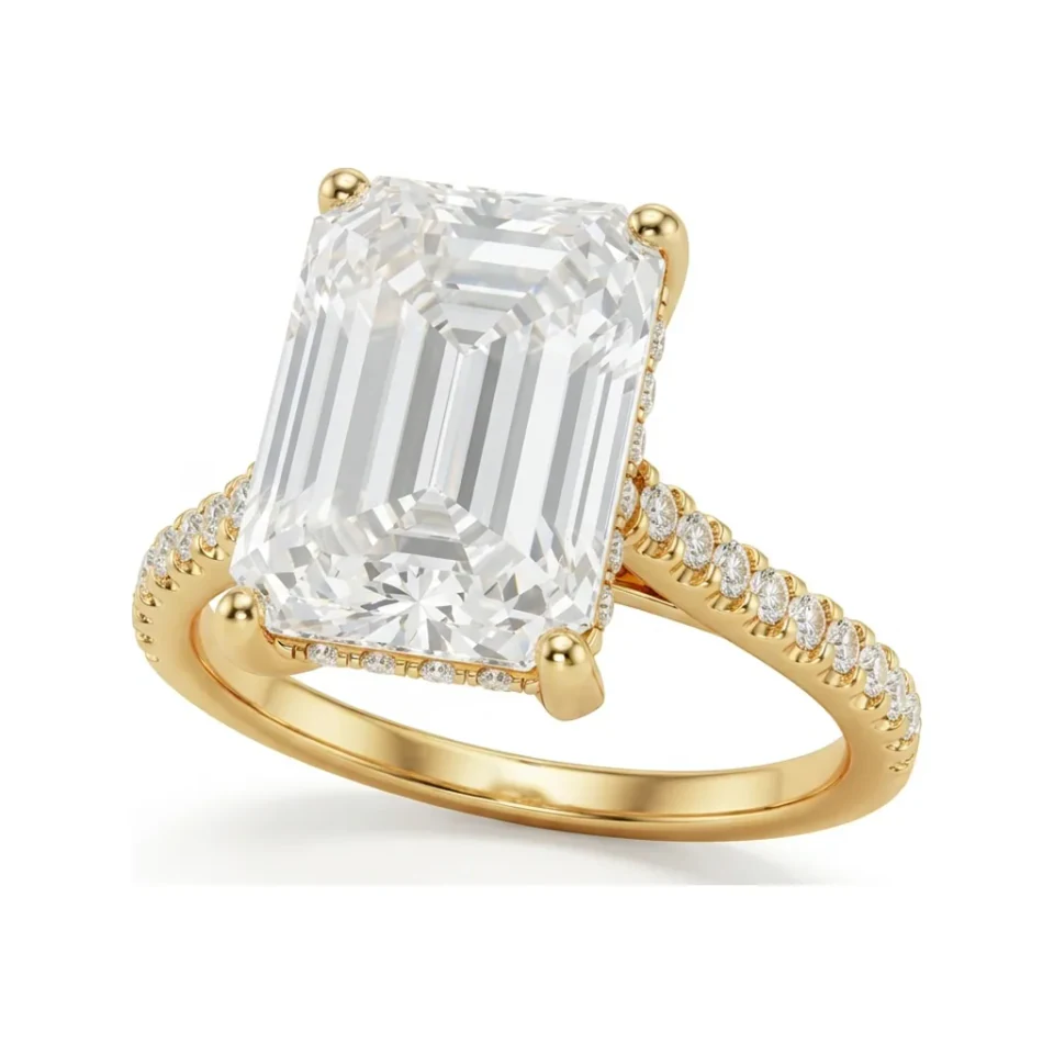 4.99 CTTW Emerald-Cut Solitaire Ring | Classic Prong-Set Diamond in 10K Yellow Gold image 1