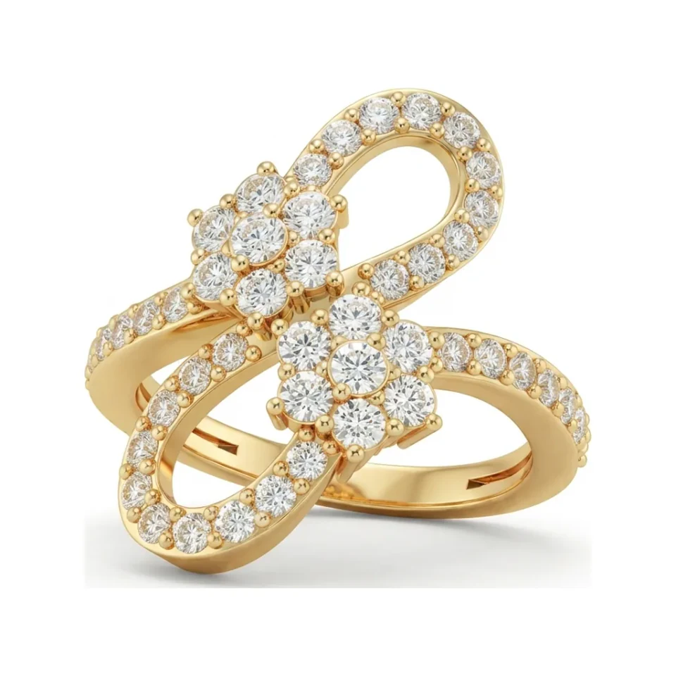 0.95 CTTW Infinity Cluster Ring with Pave Round Diamonds in 10K Yellow Gold image 1