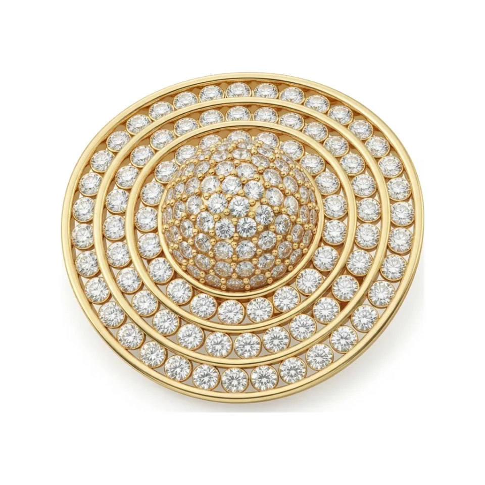 4.37 CTTW Bombe Dome Cocktail Ring with Pave & Channel Diamonds in 10K Yellow Gold image 1