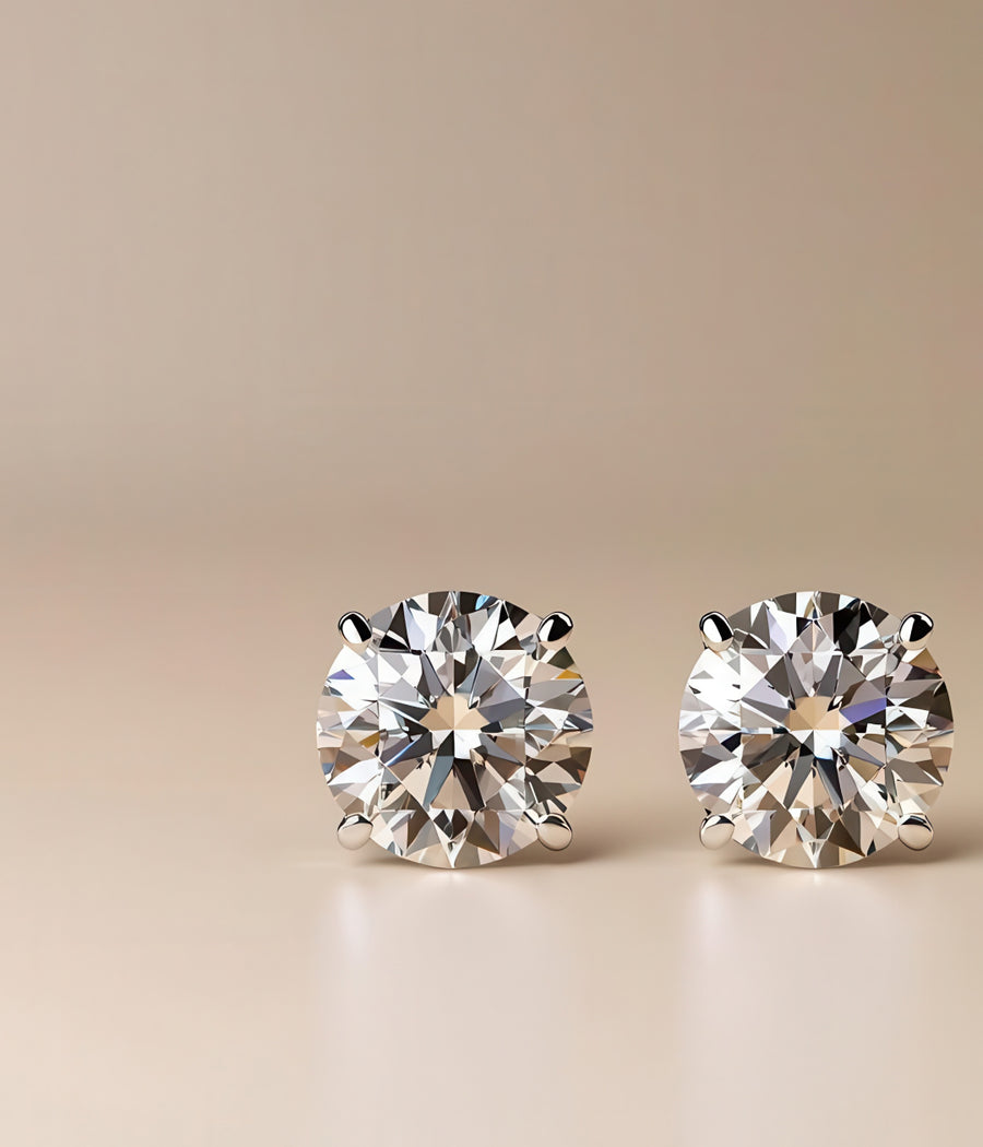 Lab-grown diamond solitaire stud earrings