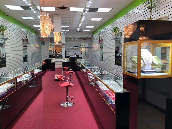 K Gold jewelry cases inside the Mesquite showroom