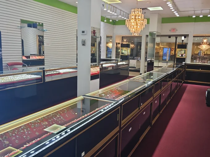 Jewelry displays inside the K Gold showroom